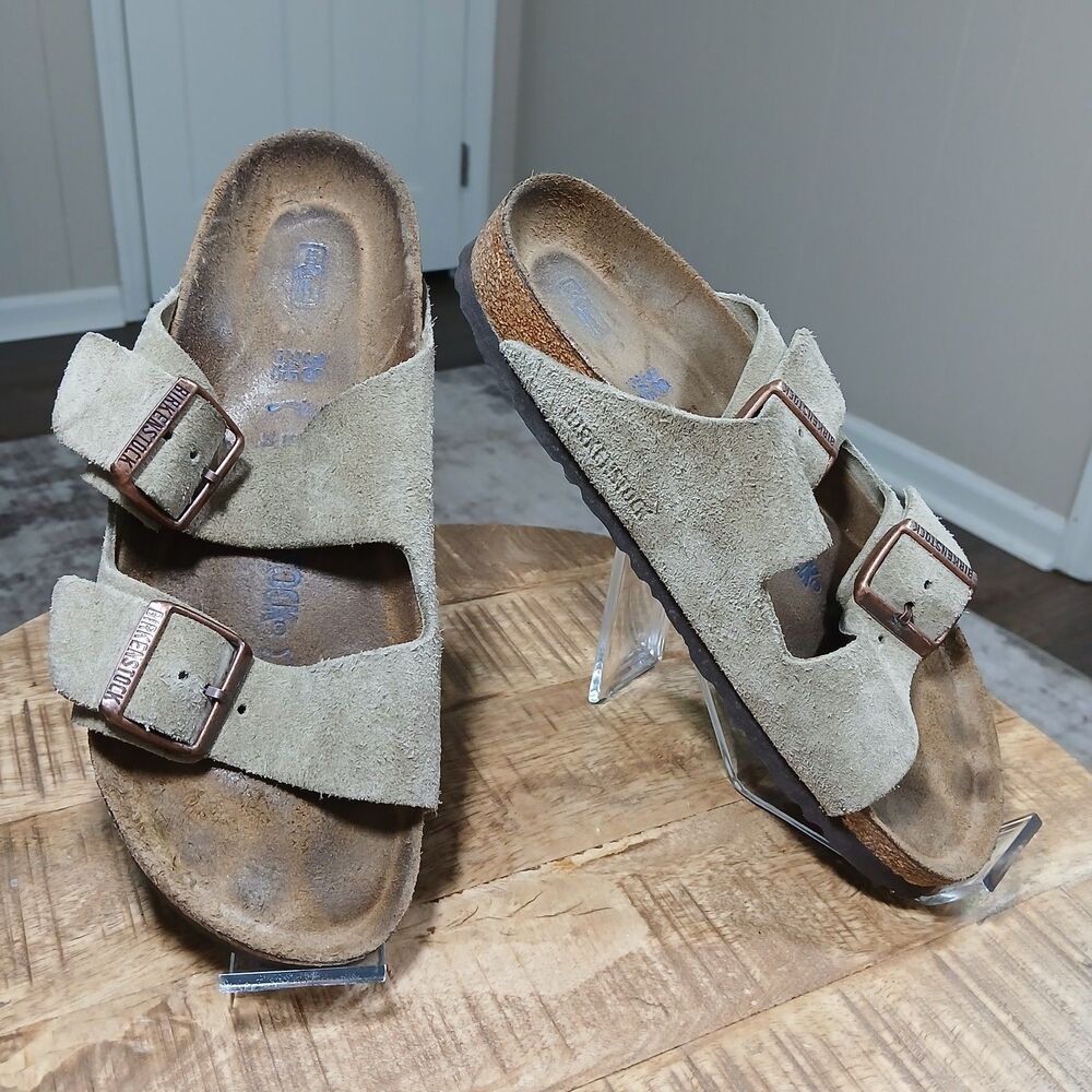 Birkenstock Arisona BS Suede Cork Sandals Stone/Tan/Taupe Womens EU 38 US 7/7.5 - Picture 4 of 15